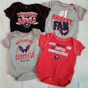 4 Washington Capitals Caps Hockey Onesies 0-3m